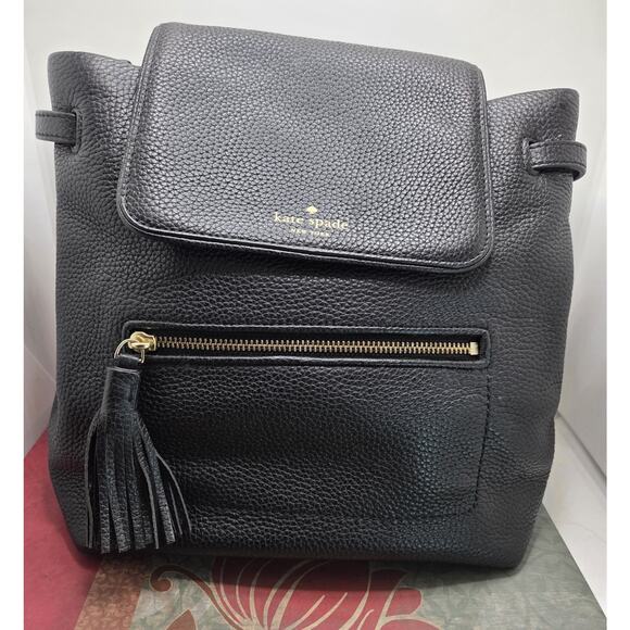 Kate Spade Chester Street Kacy Black Leather Backpack Cow Leather Pebbled 11x10 - Picture 1 of 10